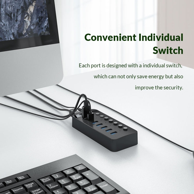 ORICO CT2U3-13AB Plastic Stripes 13 Ports USB 3.0 HUB with Individual Switches, Plug:US Plug(White) - HoMEdemic™ 