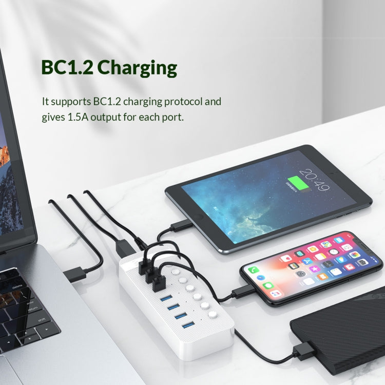 ORICO CT2U3-13AB Plastic Stripes 13 Ports USB 3.0 HUB with Individual Switches, Plug:US Plug(Black) - HoMEdemic™ 