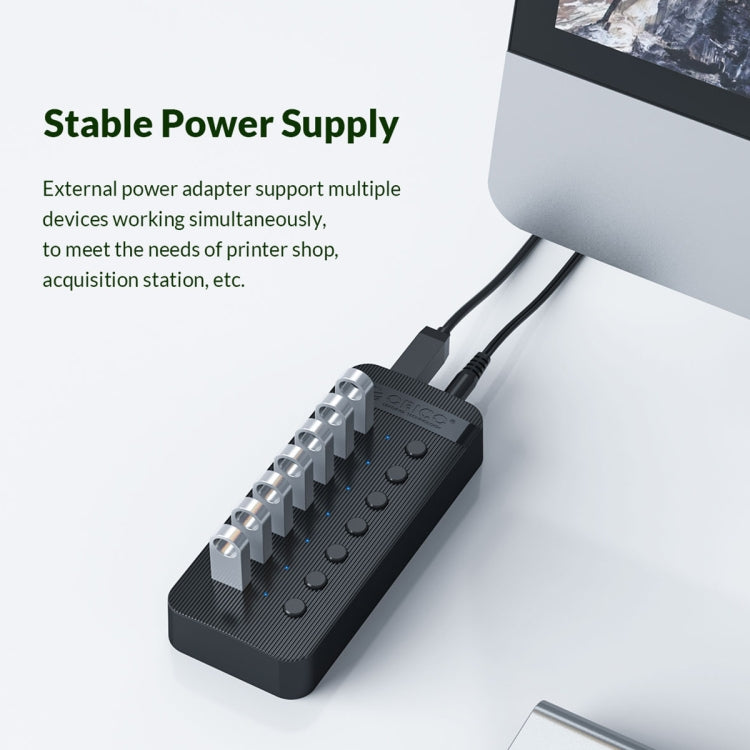 ORICO CT2U3-13AB Plastic Stripes 13 Ports USB 3.0 HUB with Individual Switches, Plug:UK Plug(Black) - HoMEdemic™ 