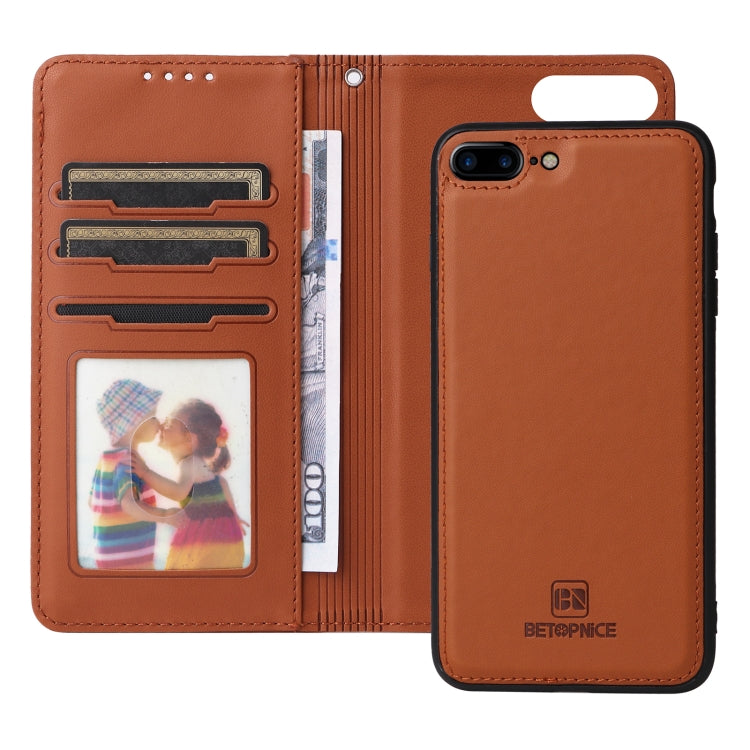For iPhone 6 Plus / 7 Plus / 8 Plus BETOPNICE BN-005 2 in 1 Detachable Imitate Genuine Leather Phone Case(Brown) - HoMEdemic™ 