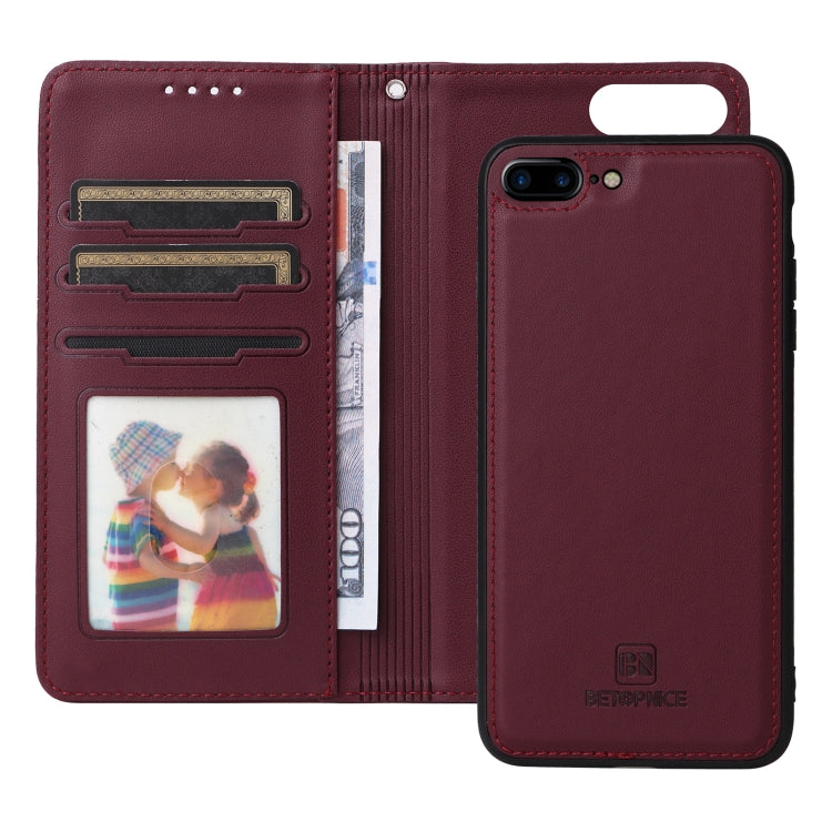For iPhone 6 Plus / 7 Plus / 8 Plus BETOPNICE BN-005 2 in 1 Detachable Imitate Genuine Leather Phone Case(Wine Red) - HoMEdemic™ 