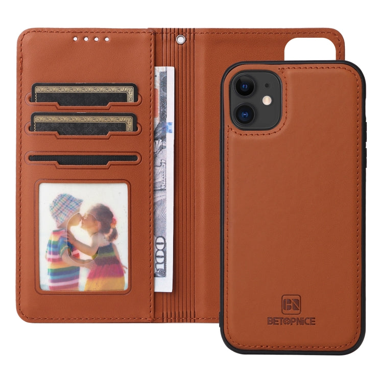 For iPhone 11 BETOPNICE BN-005 2 in 1 Detachable Imitate Genuine Leather Phone Case(Brown) - HoMEdemic™ 