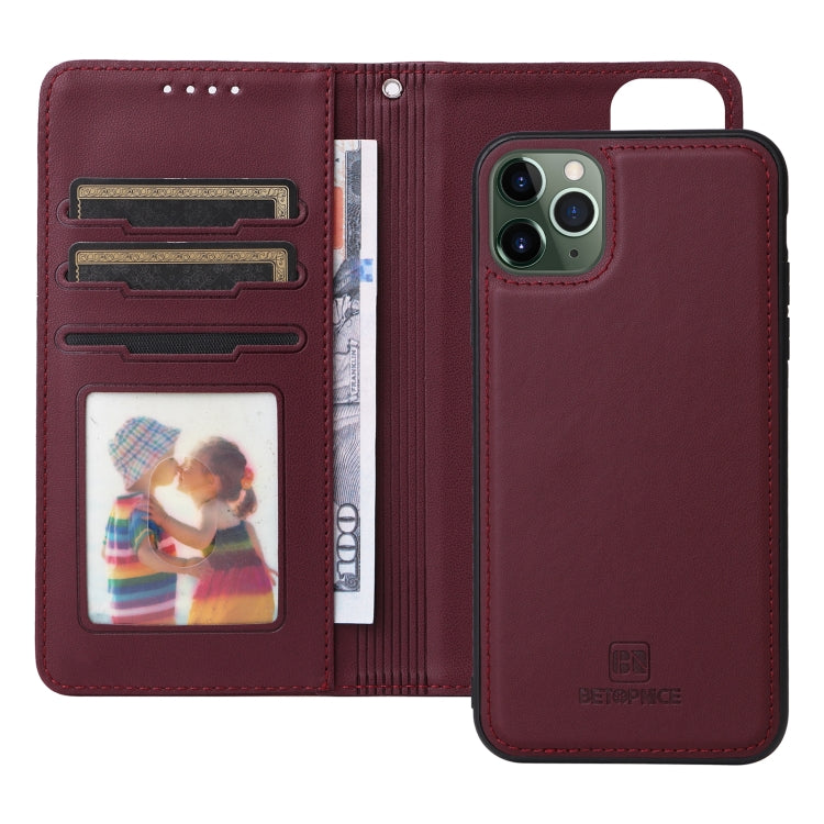 For iPhone 11 Pro Max BETOPNICE BN-005 2 in 1 Detachable Imitate Genuine Leather Phone Case(Wine Red) - HoMEdemic™ 