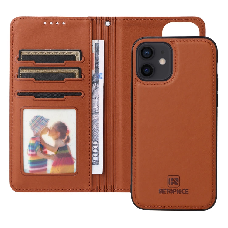 For iPhone 12 Pro / 12 BETOPNICE BN-005 2 in 1 Detachable Imitate Genuine Leather Phone Case(Brown) - HoMEdemic™ 