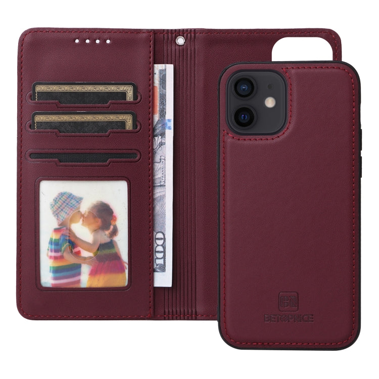 For iPhone 12 Pro / 12 BETOPNICE BN-005 2 in 1 Detachable Imitate Genuine Leather Phone Case(Wine Red) - HoMEdemic™ 