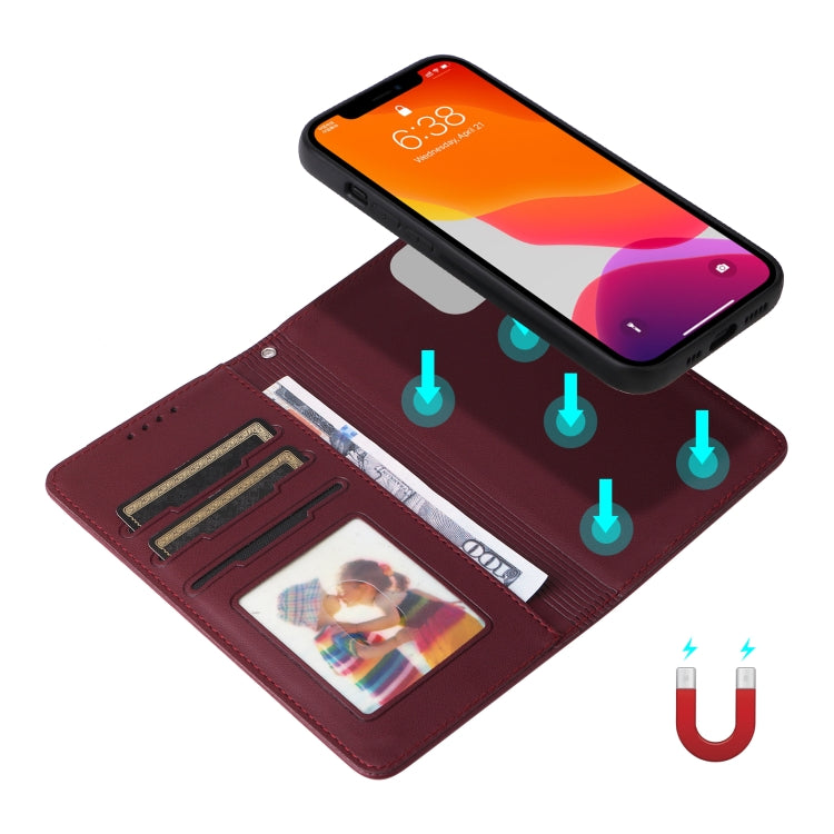 For iPhone 12 Pro / 12 BETOPNICE BN-005 2 in 1 Detachable Imitate Genuine Leather Phone Case(Wine Red) - HoMEdemic™ 