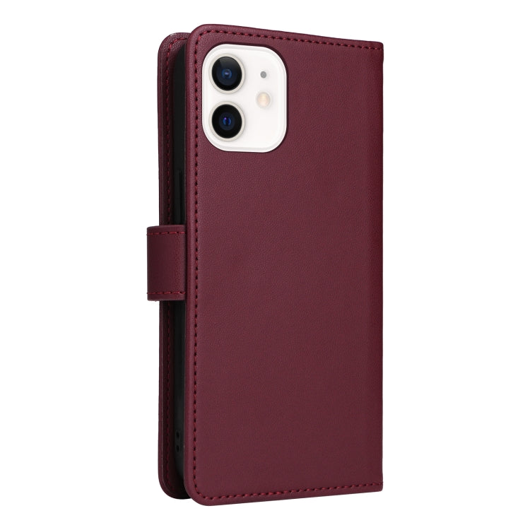 For iPhone 12 mini BETOPNICE BN-005 2 in 1 Detachable Imitate Genuine Leather Phone Case(Wine Red) - HoMEdemic™ 