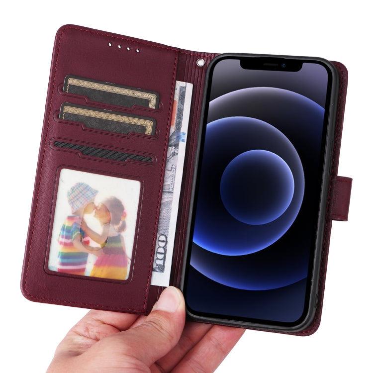 For iPhone 12 mini BETOPNICE BN-005 2 in 1 Detachable Imitate Genuine Leather Phone Case(Wine Red) - HoMEdemic™ 