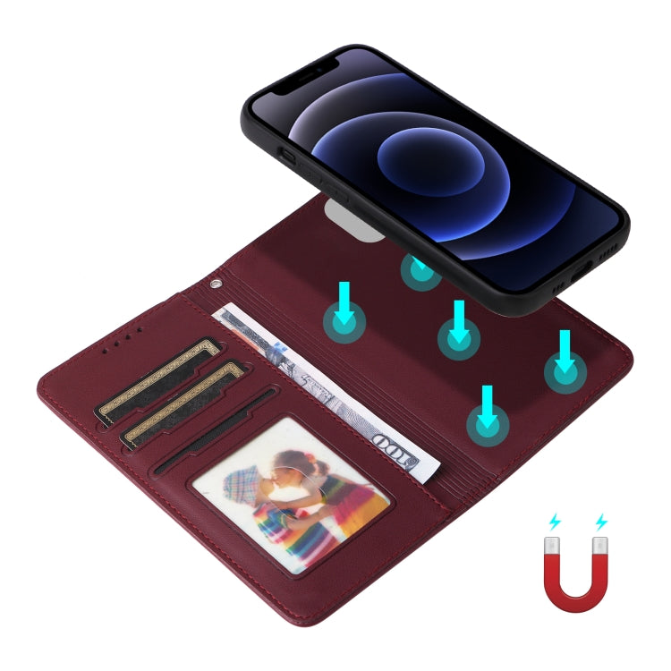 For iPhone 12 mini BETOPNICE BN-005 2 in 1 Detachable Imitate Genuine Leather Phone Case(Wine Red) - HoMEdemic™ 