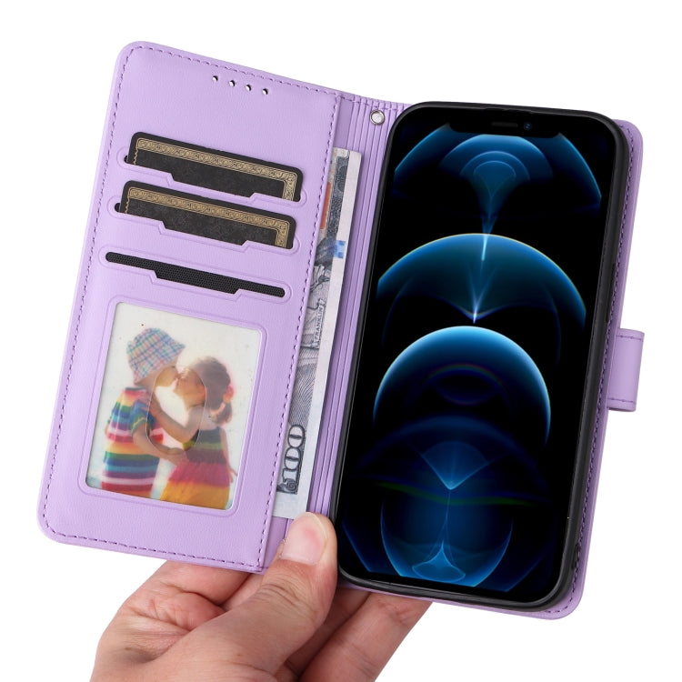 For iPhone 12 Pro Max BETOPNICE BN-005 2 in 1 Detachable Imitate Genuine Leather Phone Case(Light Purple) - HoMEdemic™ 