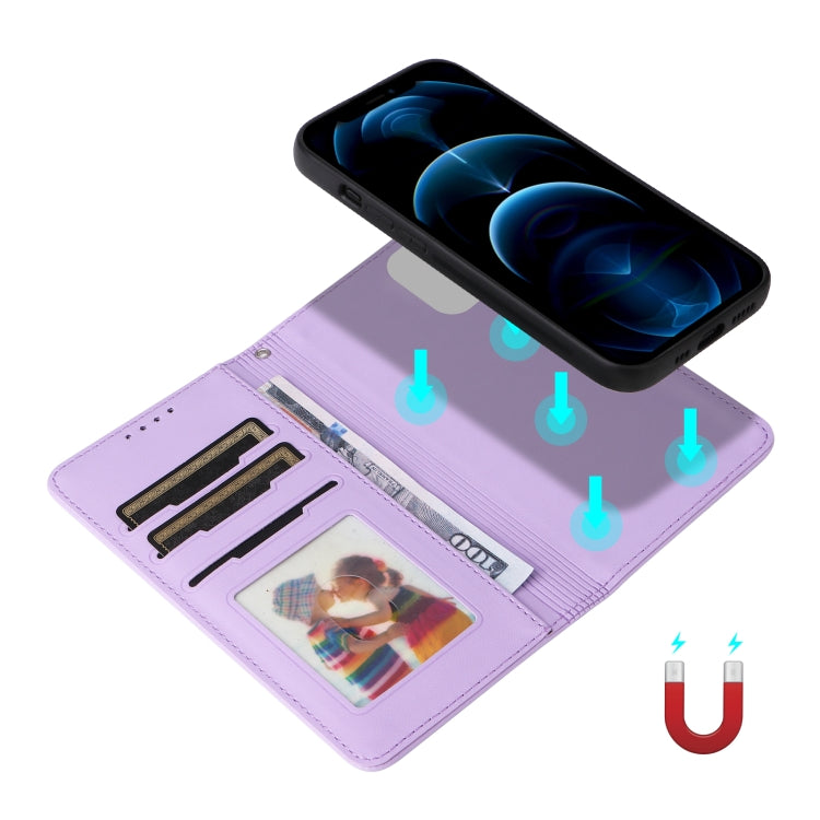 For iPhone 12 Pro Max BETOPNICE BN-005 2 in 1 Detachable Imitate Genuine Leather Phone Case(Light Purple) - HoMEdemic™ 