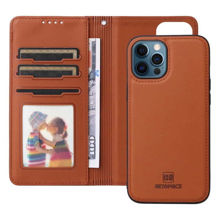 For iPhone 12 Pro Max BETOPNICE BN-005 2 in 1 Detachable Imitate Genuine Leather Phone Case(Brown) - HoMEdemic™ 