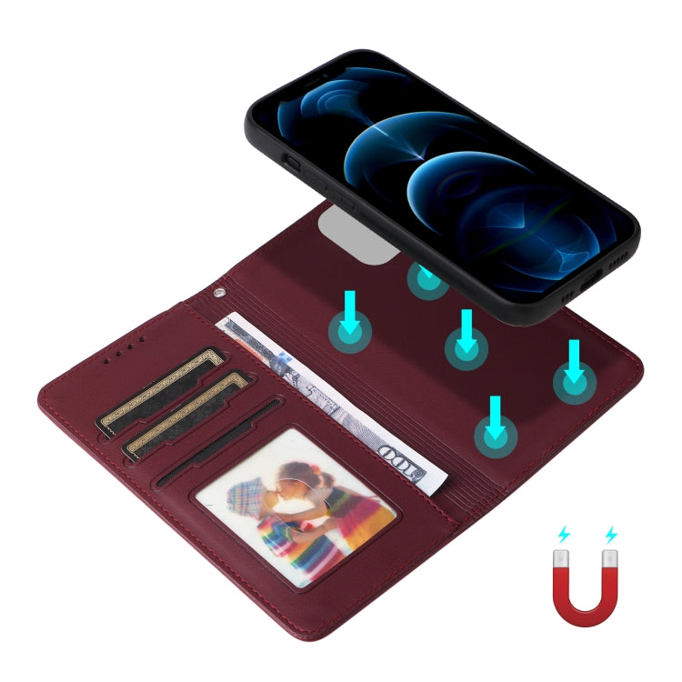 For iPhone 12 Pro Max BETOPNICE BN-005 2 in 1 Detachable Imitate Genuine Leather Phone Case(Wine Red) - HoMEdemic™ 