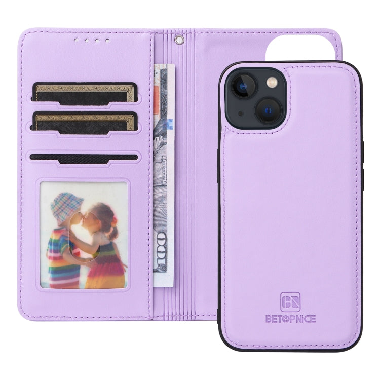 For iPhone 13 / 14 BETOPNICE BN-005 2 in 1 Detachable Imitate Genuine Leather Phone Case(Light Purple) - HoMEdemic™ 