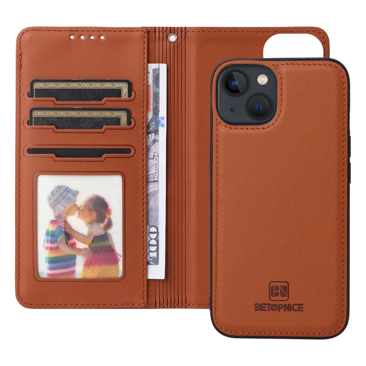 For iPhone 13 / 14 BETOPNICE BN-005 2 in 1 Detachable Imitate Genuine Leather Phone Case(Brown) - HoMEdemic™ 