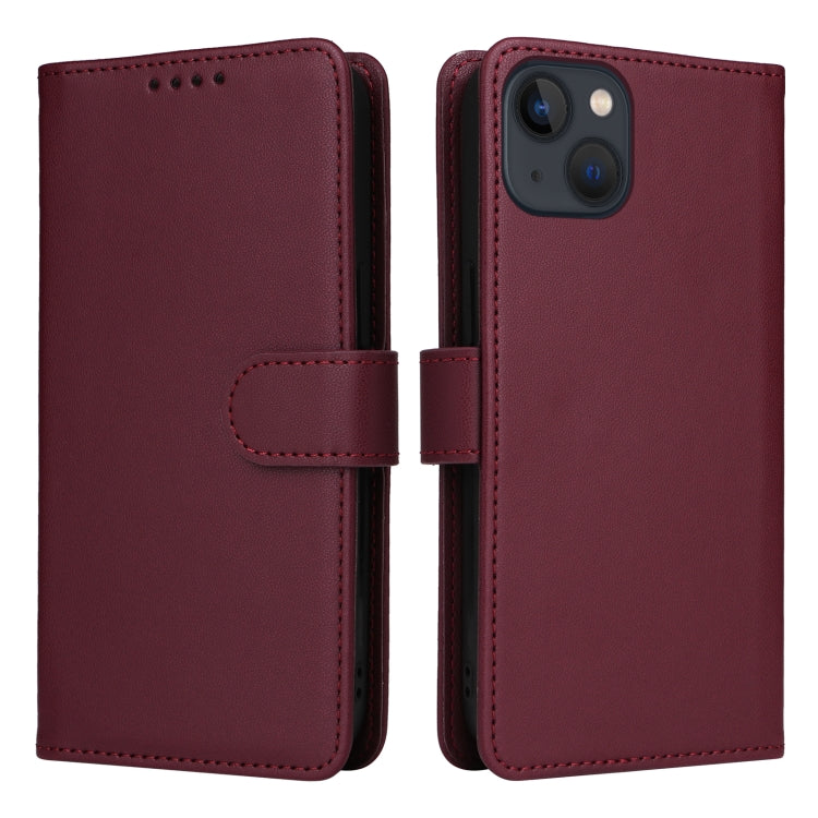 For iPhone 13 / 14 BETOPNICE BN-005 2 in 1 Detachable Imitate Genuine Leather Phone Case(Wine Red) - HoMEdemic™ 