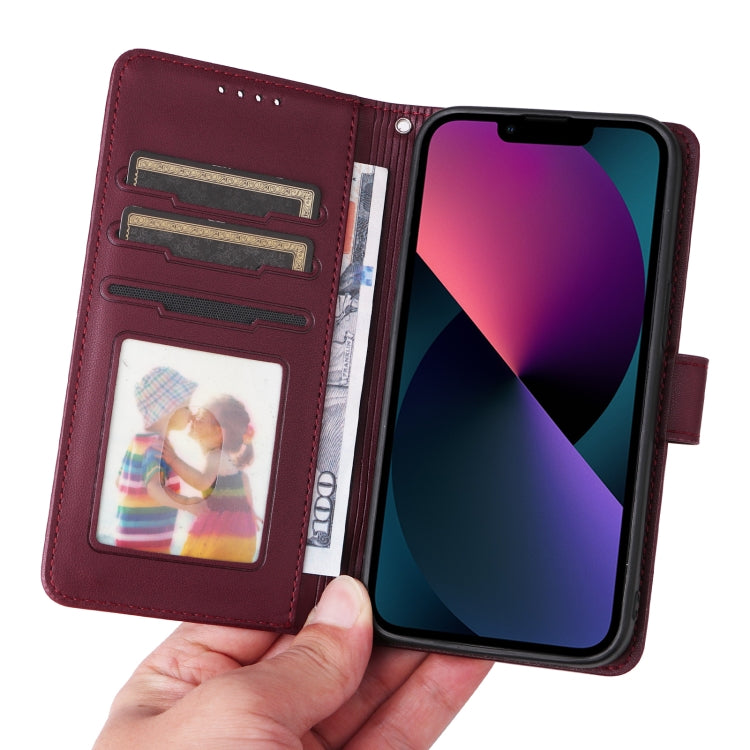 For iPhone 13 / 14 BETOPNICE BN-005 2 in 1 Detachable Imitate Genuine Leather Phone Case(Wine Red) - HoMEdemic™ 