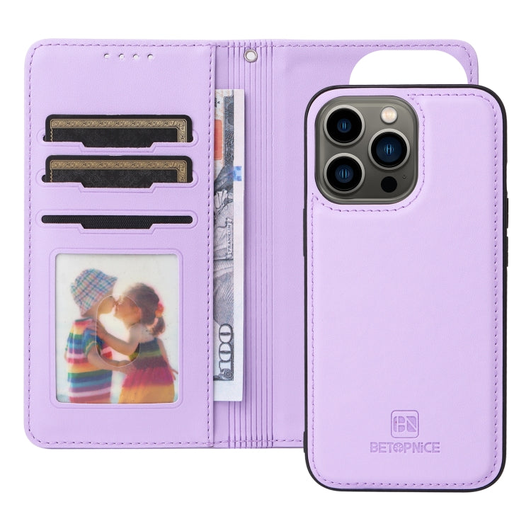 For iPhone 13 Pro BETOPNICE BN-005 2 in 1 Detachable Imitate Genuine Leather Phone Case(Light Purple) - HoMEdemic™ 