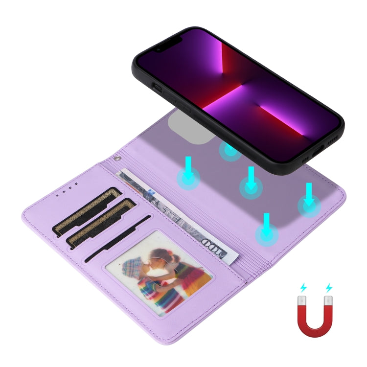 For iPhone 13 Pro BETOPNICE BN-005 2 in 1 Detachable Imitate Genuine Leather Phone Case(Light Purple) - HoMEdemic™ 