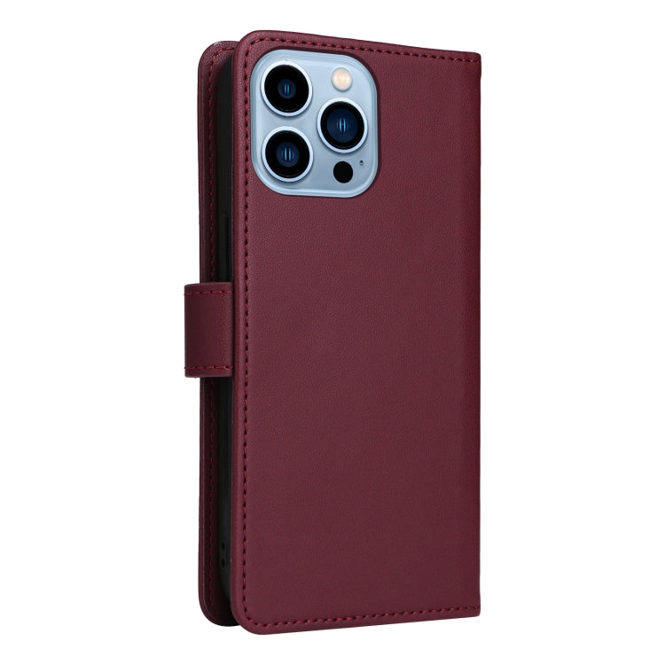 For iPhone 13 Pro Max BETOPNICE BN-005 2 in 1 Detachable Imitate Genuine Leather Phone Case(Wine Red) - HoMEdemic™ 