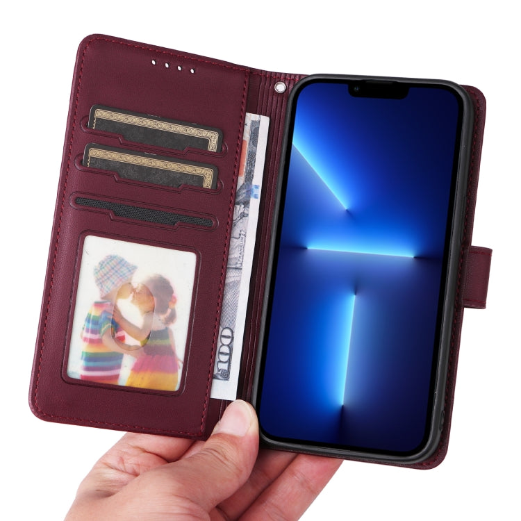 For iPhone 13 Pro Max BETOPNICE BN-005 2 in 1 Detachable Imitate Genuine Leather Phone Case(Wine Red) - HoMEdemic™ 