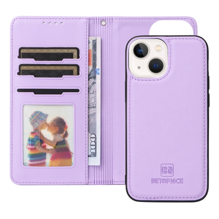For iPhone 13 mini BETOPNICE BN-005 2 in 1 Detachable Imitate Genuine Leather Phone Case(Light Purple) - HoMEdemic™ 