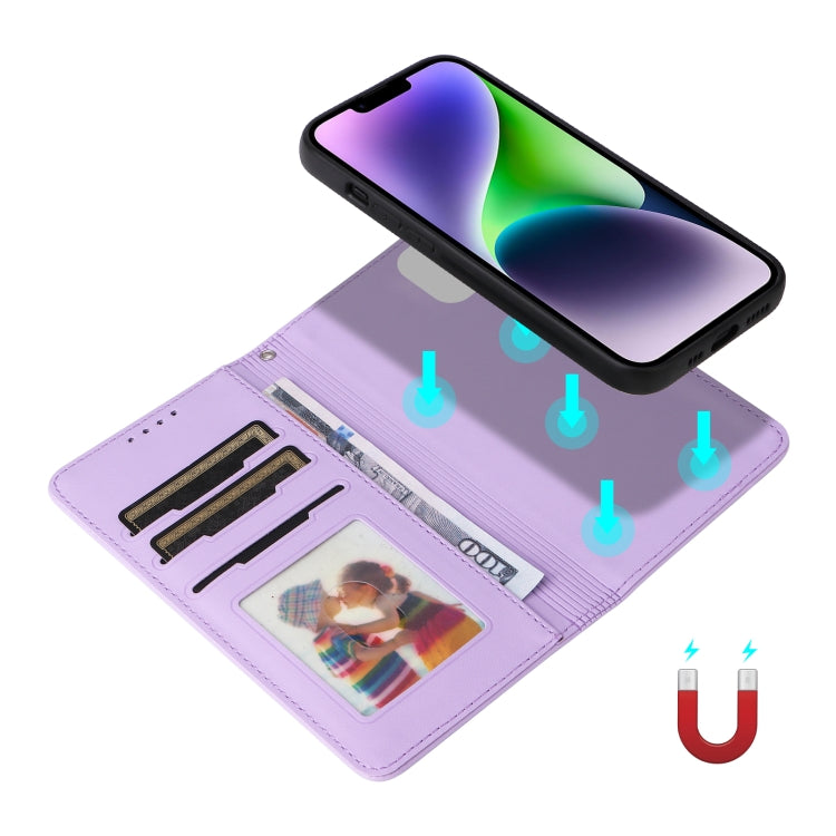 For iPhone 14 Plus BETOPNICE BN-005 2 in 1 Detachable Imitate Genuine Leather Phone Case(Light Purple) - HoMEdemic™ 