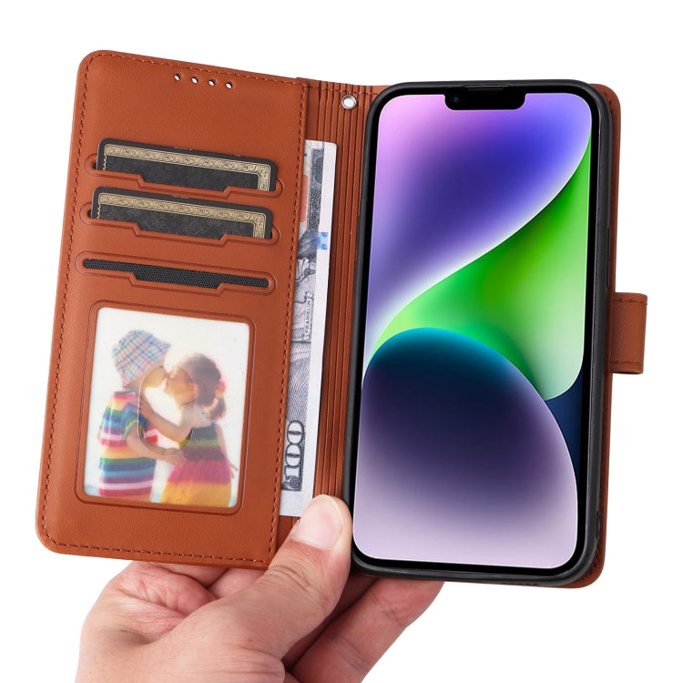 For iPhone 14 Plus BETOPNICE BN-005 2 in 1 Detachable Imitate Genuine Leather Phone Case(Brown) - HoMEdemic™ 