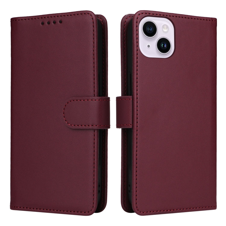 For iPhone 14 Plus BETOPNICE BN-005 2 in 1 Detachable Imitate Genuine Leather Phone Case(Wine Red) - HoMEdemic™ 