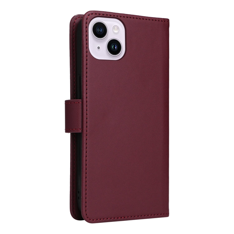 For iPhone 14 Plus BETOPNICE BN-005 2 in 1 Detachable Imitate Genuine Leather Phone Case(Wine Red) - HoMEdemic™ 
