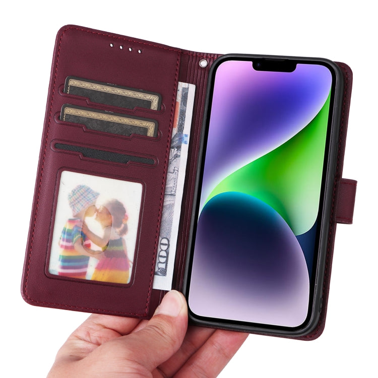 For iPhone 14 Plus BETOPNICE BN-005 2 in 1 Detachable Imitate Genuine Leather Phone Case(Wine Red) - HoMEdemic™ 