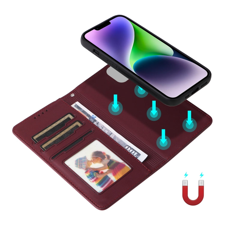 For iPhone 14 Plus BETOPNICE BN-005 2 in 1 Detachable Imitate Genuine Leather Phone Case(Wine Red) - HoMEdemic™ 