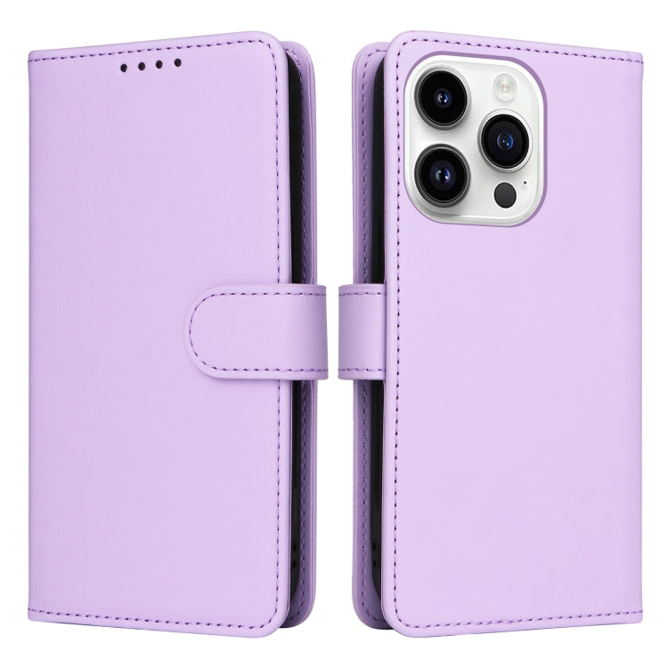 For iPhone 14 Pro BETOPNICE BN-005 2 in 1 Detachable Imitate Genuine Leather Phone Case(Light Purple) - HoMEdemic™ 
