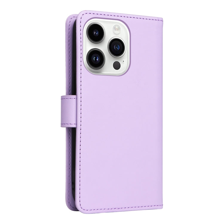 For iPhone 14 Pro BETOPNICE BN-005 2 in 1 Detachable Imitate Genuine Leather Phone Case(Light Purple) - HoMEdemic™ 