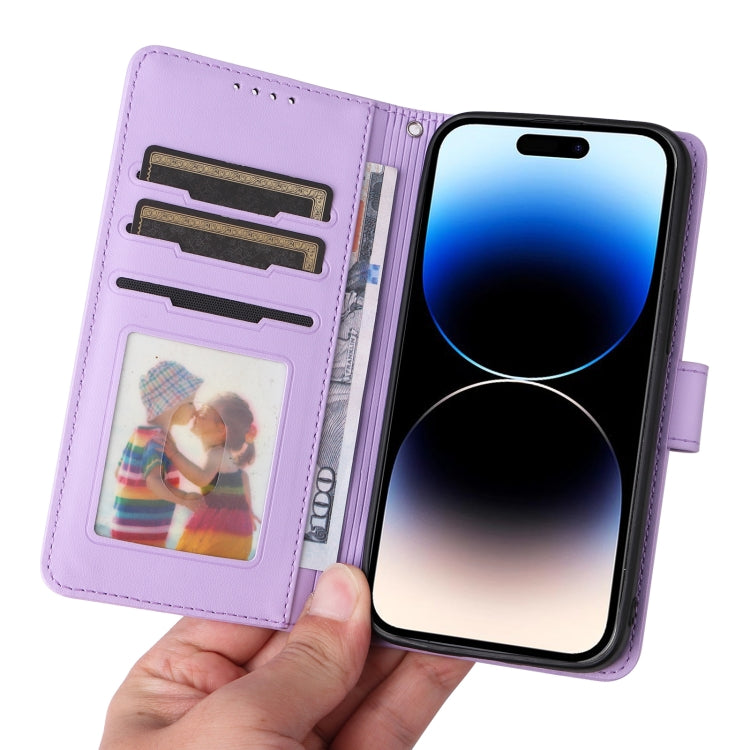For iPhone 14 Pro BETOPNICE BN-005 2 in 1 Detachable Imitate Genuine Leather Phone Case(Light Purple) - HoMEdemic™ 