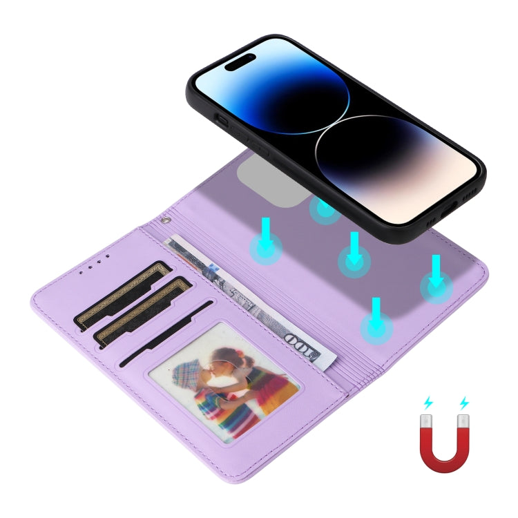 For iPhone 14 Pro BETOPNICE BN-005 2 in 1 Detachable Imitate Genuine Leather Phone Case(Light Purple) - HoMEdemic™ 