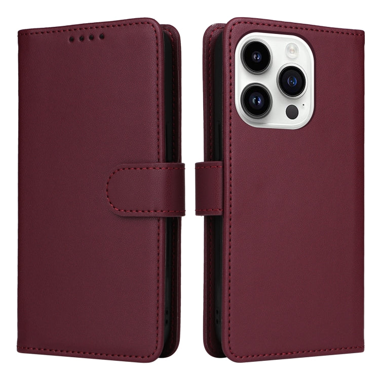 For iPhone 14 Pro BETOPNICE BN-005 2 in 1 Detachable Imitate Genuine Leather Phone Case(Wine Red) - HoMEdemic™ 