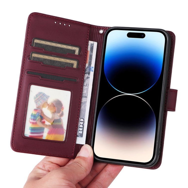For iPhone 14 Pro BETOPNICE BN-005 2 in 1 Detachable Imitate Genuine Leather Phone Case(Wine Red) - HoMEdemic™ 