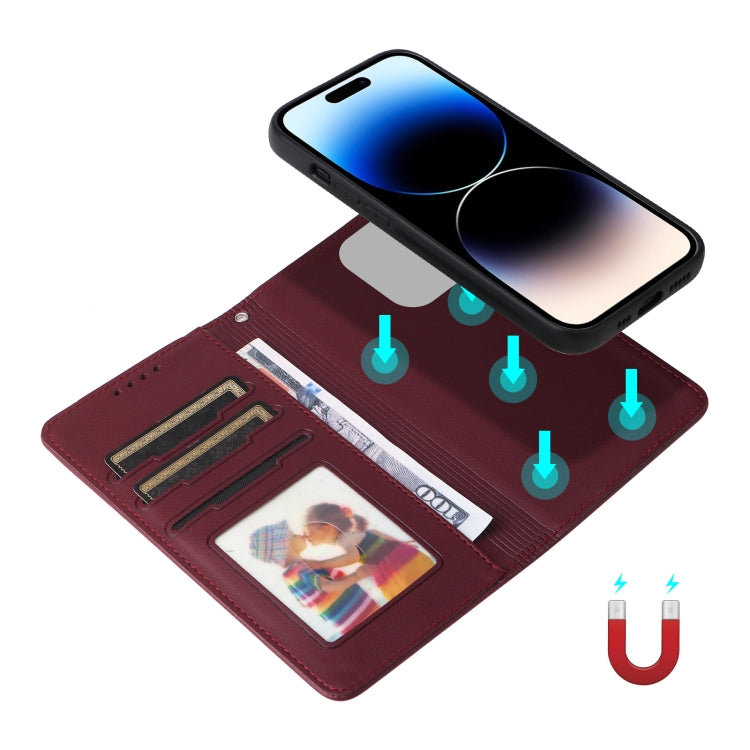For iPhone 14 Pro BETOPNICE BN-005 2 in 1 Detachable Imitate Genuine Leather Phone Case(Wine Red) - HoMEdemic™ 