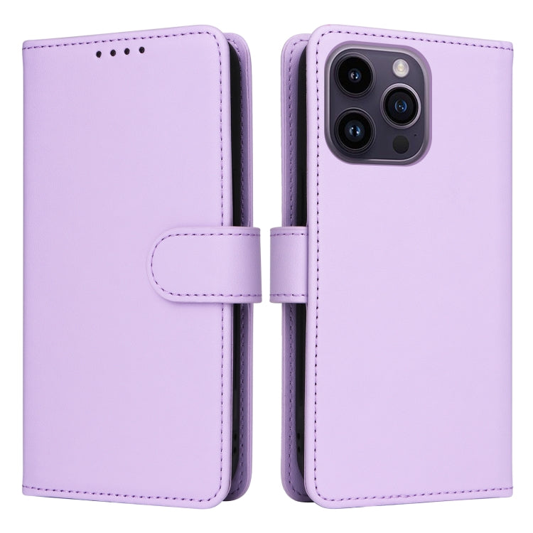 For iPhone 14 Pro Max BETOPNICE BN-005 2 in 1 Detachable Imitate Genuine Leather Phone Case(Light Purple) - HoMEdemic™ 