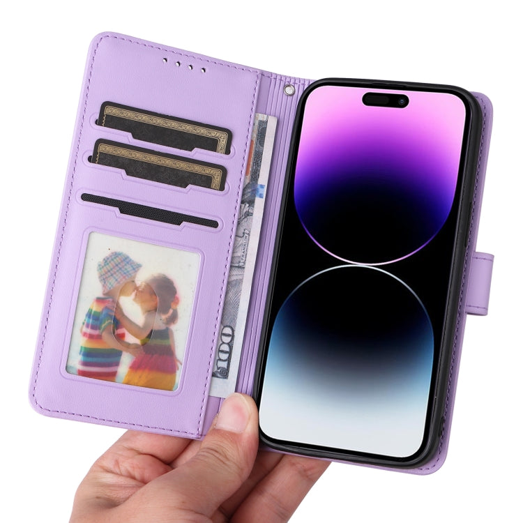 For iPhone 14 Pro Max BETOPNICE BN-005 2 in 1 Detachable Imitate Genuine Leather Phone Case(Light Purple) - HoMEdemic™ 