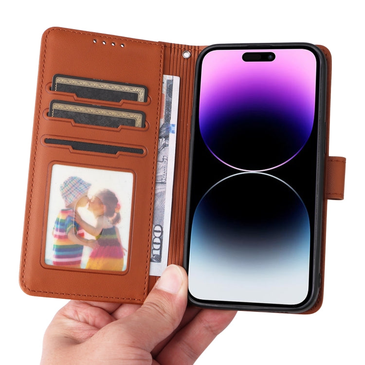 For iPhone 14 Pro Max BETOPNICE BN-005 2 in 1 Detachable Imitate Genuine Leather Phone Case(Brown) - HoMEdemic™ 