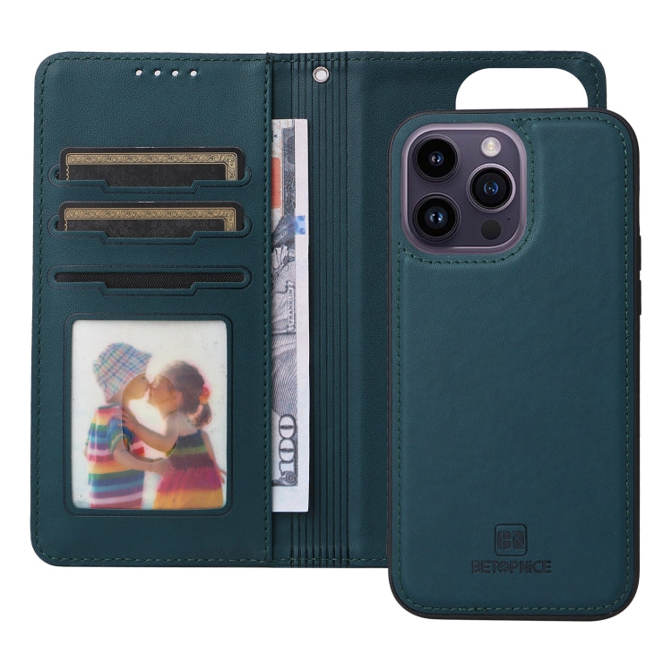 For iPhone 14 Pro Max BETOPNICE BN-005 2 in 1 Detachable Imitate Genuine Leather Phone Case(Blue) - HoMEdemic™ 