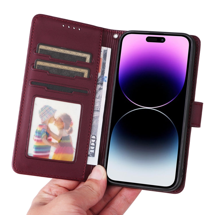 For iPhone 14 Pro Max BETOPNICE BN-005 2 in 1 Detachable Imitate Genuine Leather Phone Case(Wine Red) - HoMEdemic™ 