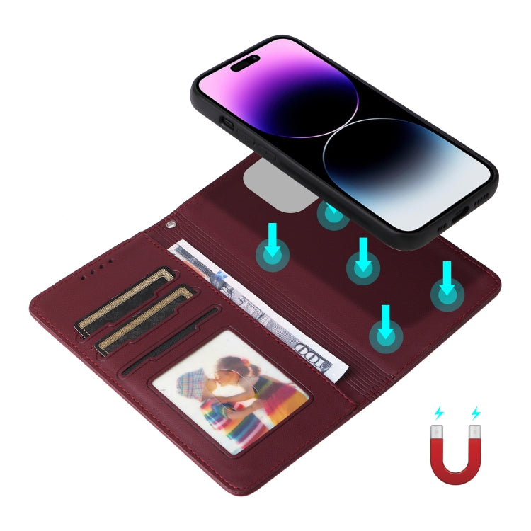 For iPhone 14 Pro Max BETOPNICE BN-005 2 in 1 Detachable Imitate Genuine Leather Phone Case(Wine Red) - HoMEdemic™ 