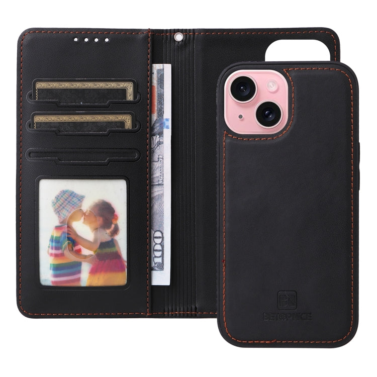 For iPhone 15 BETOPNICE BN-005 2 in 1 Detachable Imitate Genuine Leather Phone Case(Black) - HoMEdemic™ 