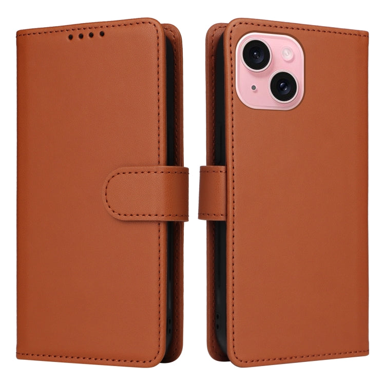 For iPhone 15 BETOPNICE BN-005 2 in 1 Detachable Imitate Genuine Leather Phone Case(Brown) - HoMEdemic™ 