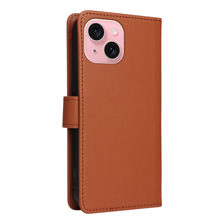 For iPhone 15 BETOPNICE BN-005 2 in 1 Detachable Imitate Genuine Leather Phone Case(Brown) - HoMEdemic™ 
