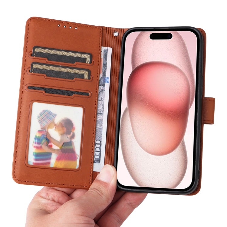 For iPhone 15 BETOPNICE BN-005 2 in 1 Detachable Imitate Genuine Leather Phone Case(Brown) - HoMEdemic™ 