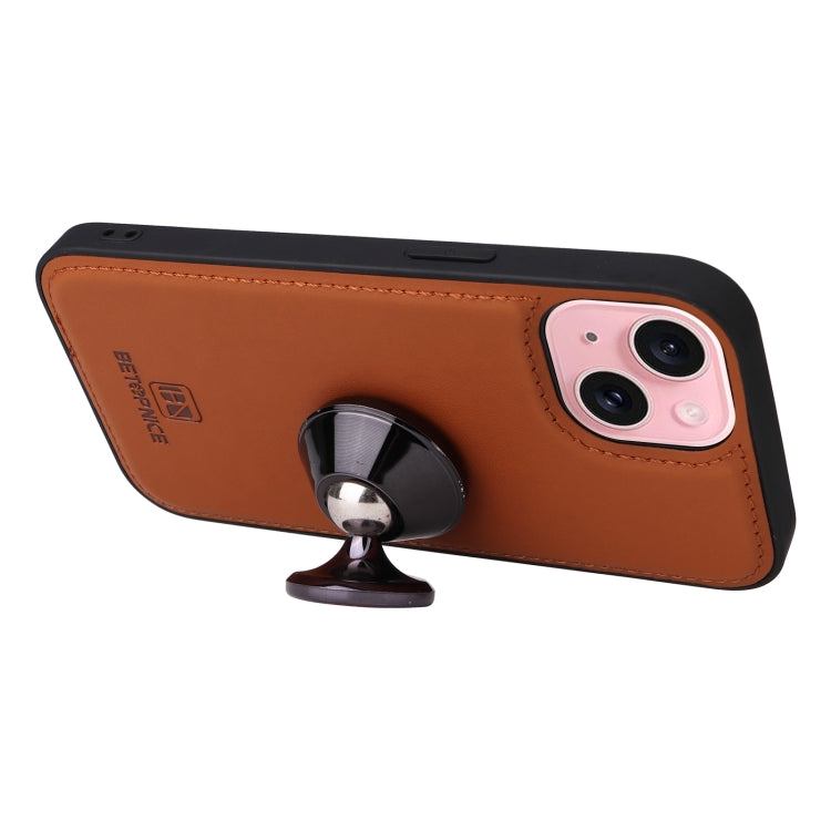For iPhone 15 BETOPNICE BN-005 2 in 1 Detachable Imitate Genuine Leather Phone Case(Brown) - HoMEdemic™ 